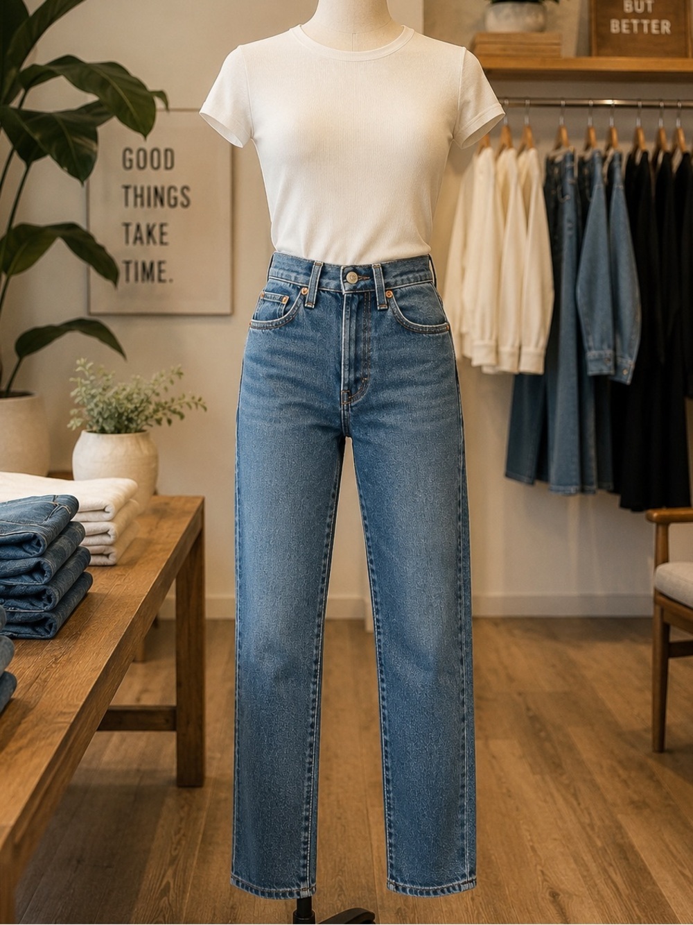 Levi’s Premium Wedgie Straight Jeans Women’s 25 High Rise Button Fly Water<Less